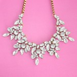 Iced Wreath Crystal Stone Cluster Statement Necklace